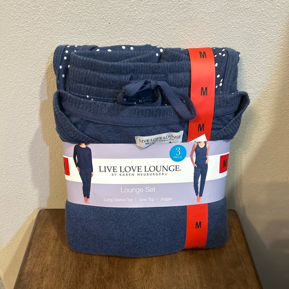 Karen Neuburger Other - Karen Neuberger Live Love Women’s Pajama 3 Piece Navy Blue Lounge Set Medium NWT
